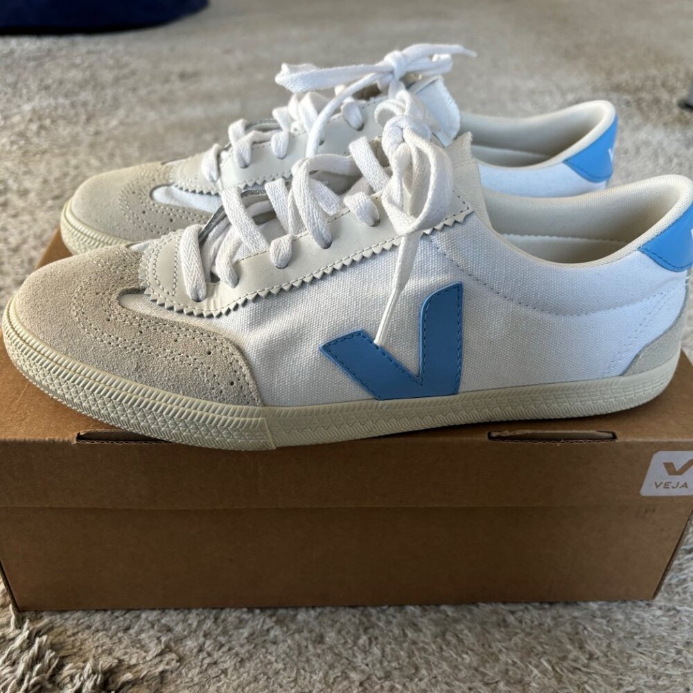 Veja White and Light Blue Sneakers